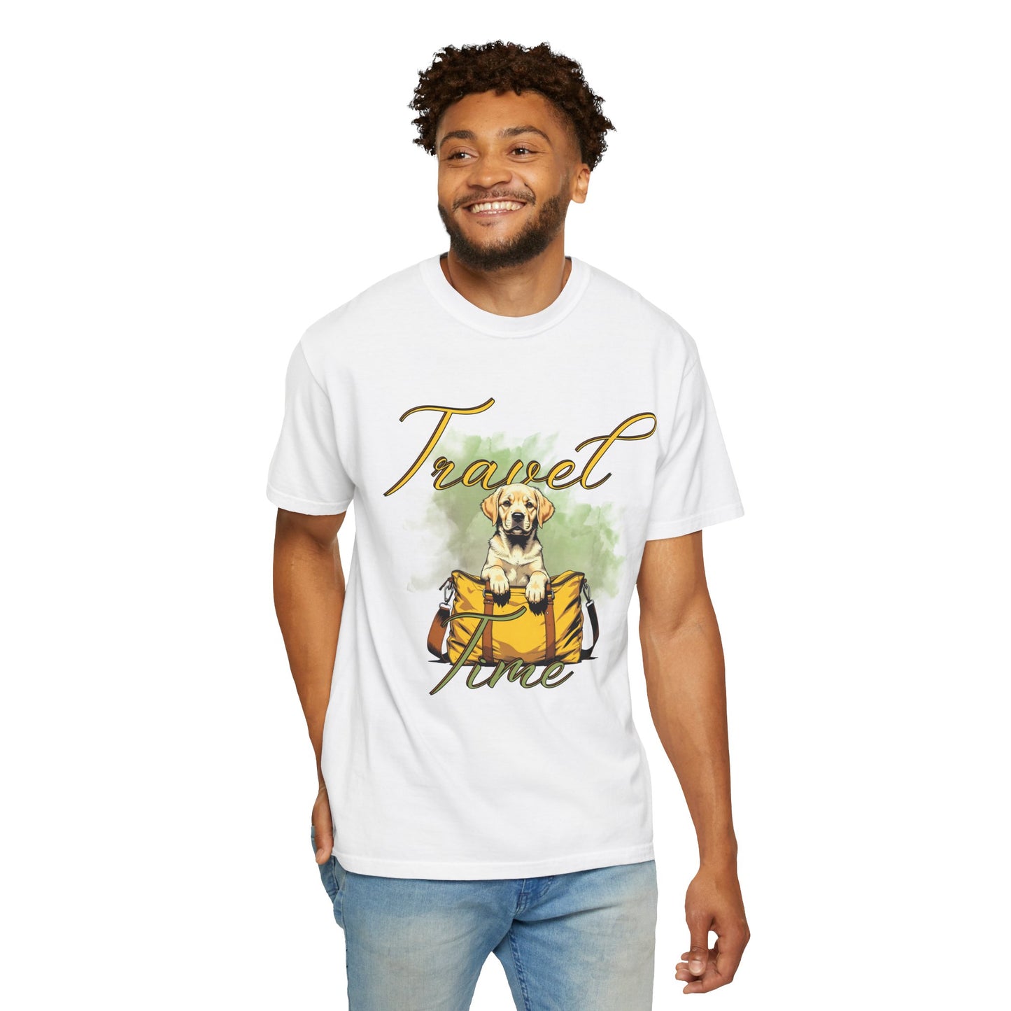 Travel Time Dog T-Shirt - Unisex Garment-Dyed Tee for Pet Lovers