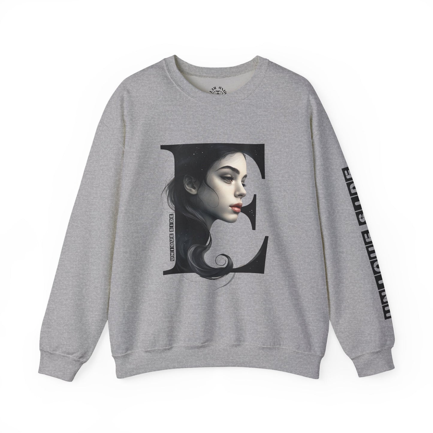Letter E, Stylish Artistic Sweatshirt, Trendy Crewneck, Graphic Sweater, Cozy Unisex Top, Unique Gift for Art Lovers, Everyday Comfort