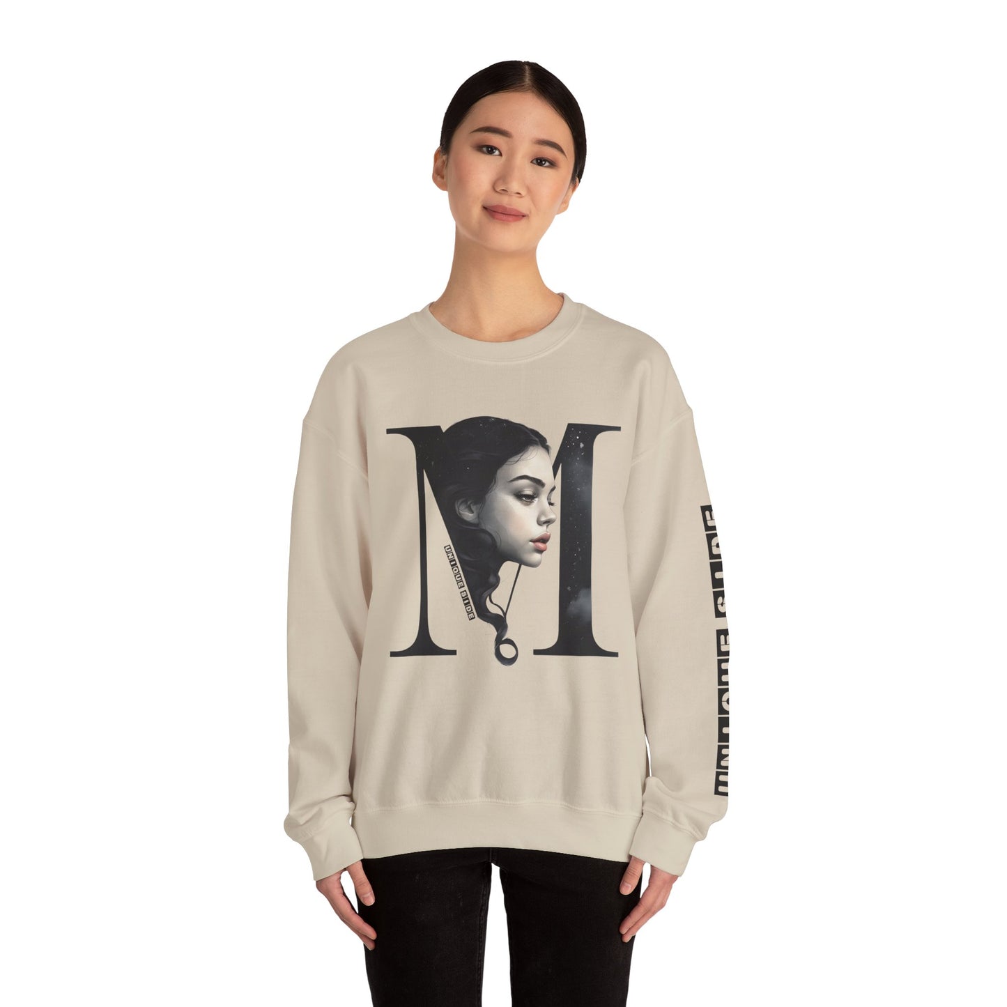 Letter M, Stylish Artistic Sweatshirt, Trendy Crewneck, Graphic Sweater, Cozy Unisex Top, Unique Gift for Art Lovers, Everyday Comfort