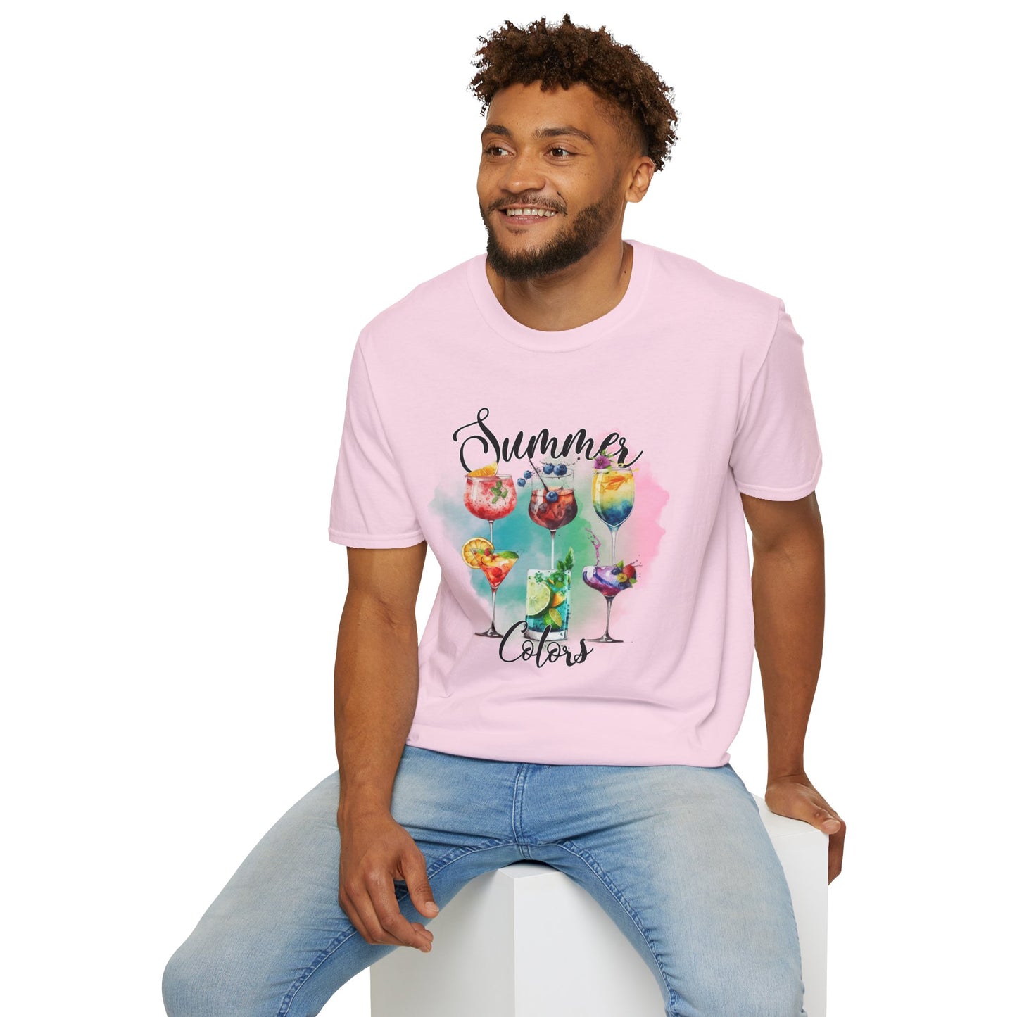 Summer Colors Cocktail T-Shirt, Unisex Tee, Fun Summer Wear, Gift for Cocktails Lovers, Beach Party Shirt, Vacation Top