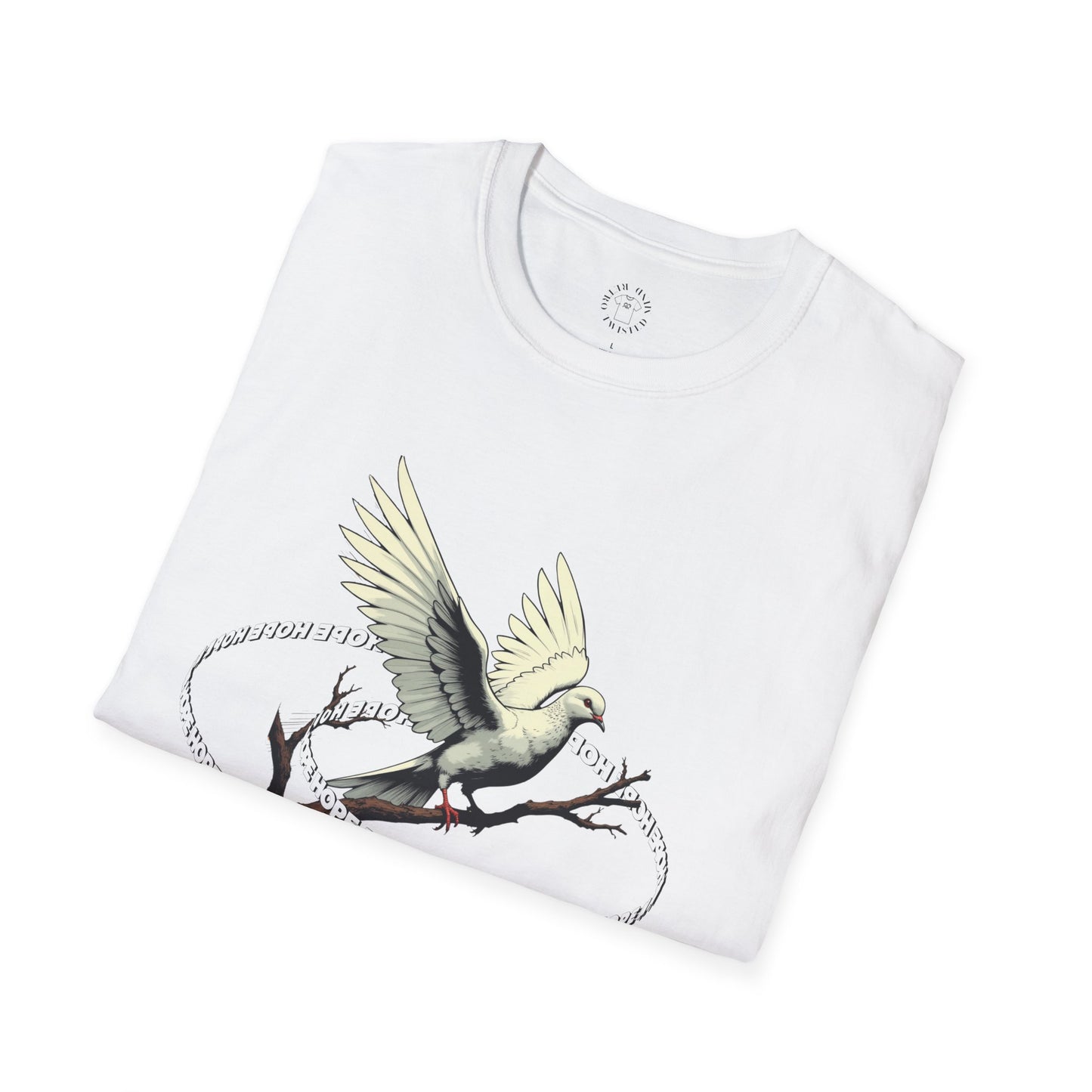 Hopeful Wings Unisex Softstyle T-Shirt - Inspirational Graphic Tee,dove,twisted