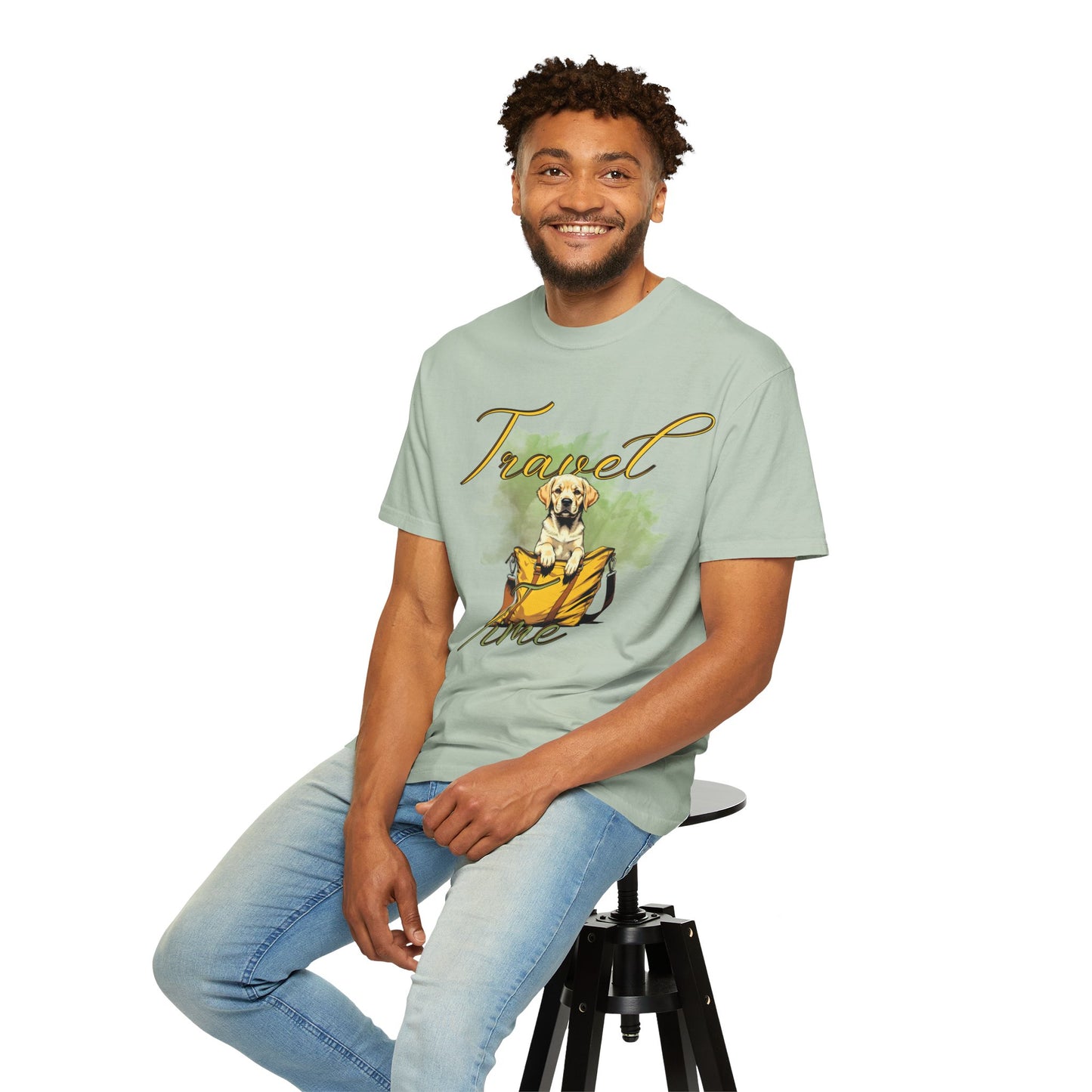 Travel Time Dog T-Shirt - Unisex Garment-Dyed Tee for Pet Lovers