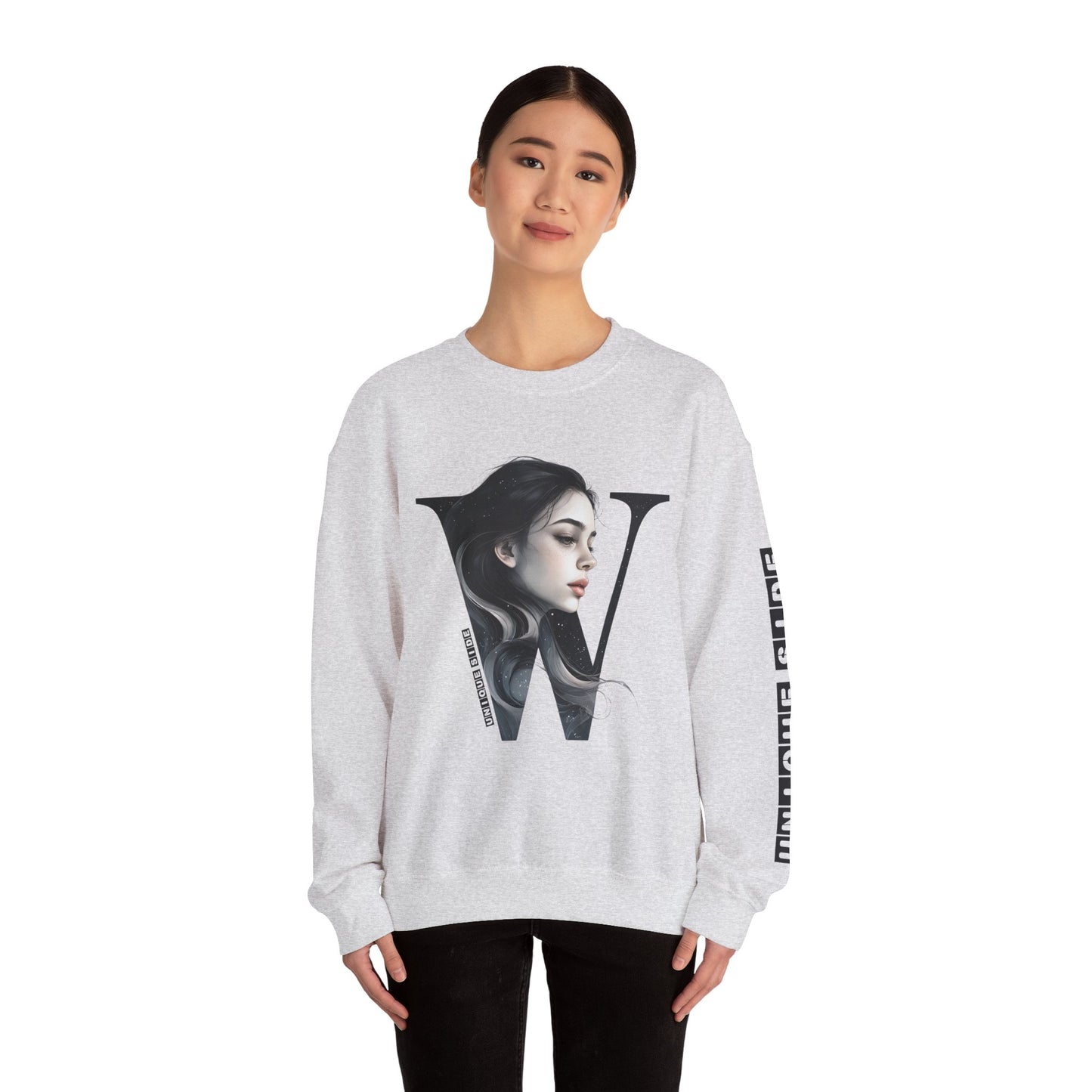 Letter W, Stylish Artistic Sweatshirt, Trendy Crewneck, Graphic Sweater, Cozy Unisex Top, Unique Gift for Art Lovers, Everyday Comfort