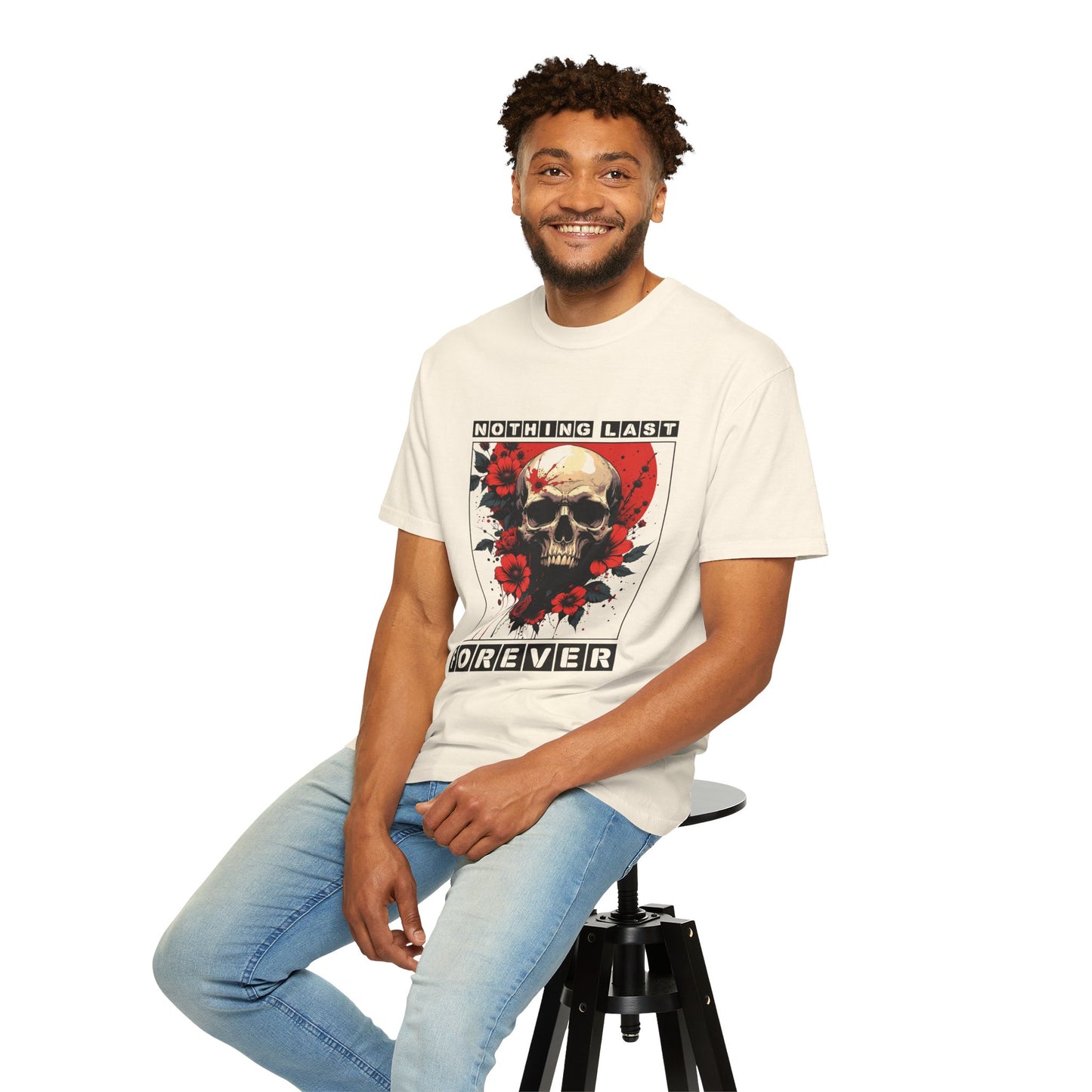 Edgy Skull Graphic T-Shirt - Unique Casual Wear, Unisex Streetwear, Gift for Music Lovers, Halloween Costume, Forever Quote Tee