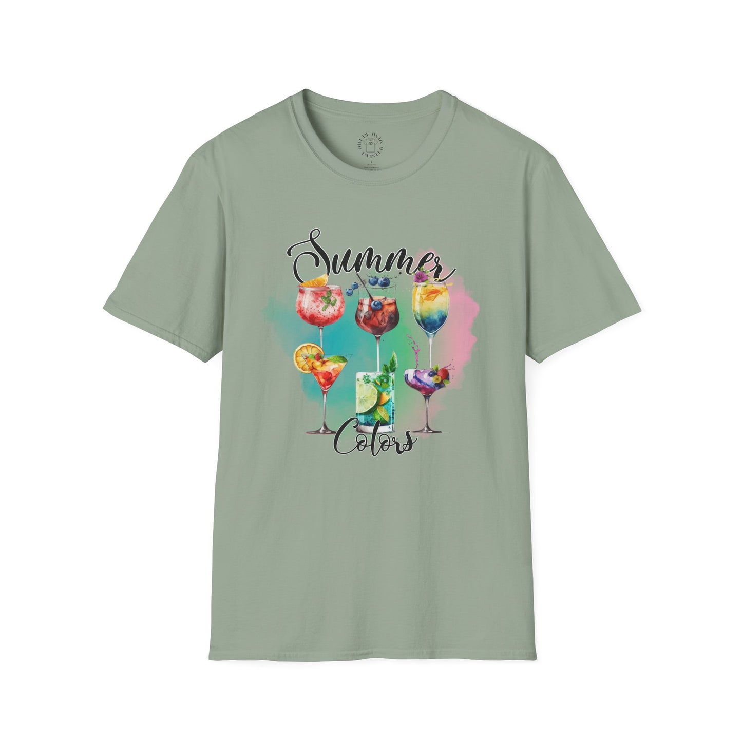 Summer Colors Cocktail T-Shirt, Unisex Tee, Fun Summer Wear, Gift for Cocktails Lovers, Beach Party Shirt, Vacation Top
