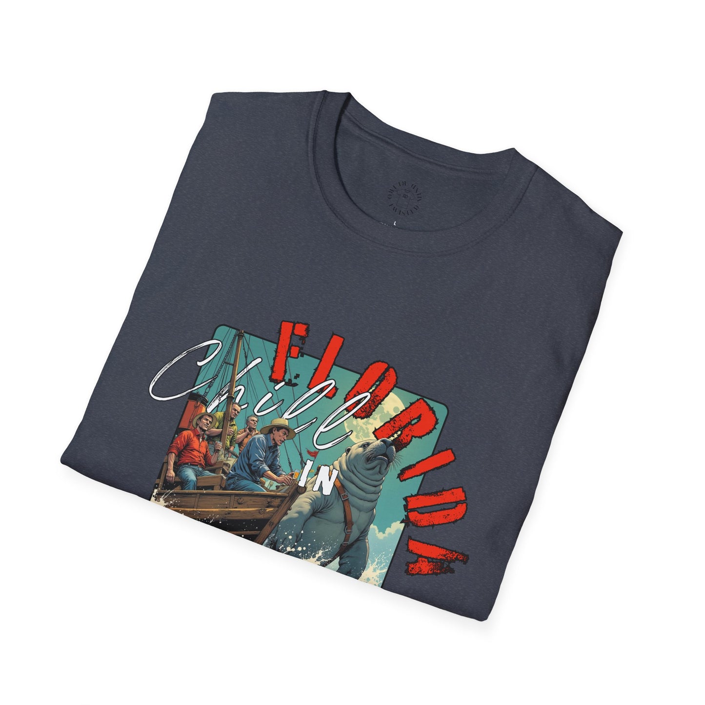 Florida Chill Unisex Softstyle T-Shirt | Vintage Beach Vibe Tee, manatee