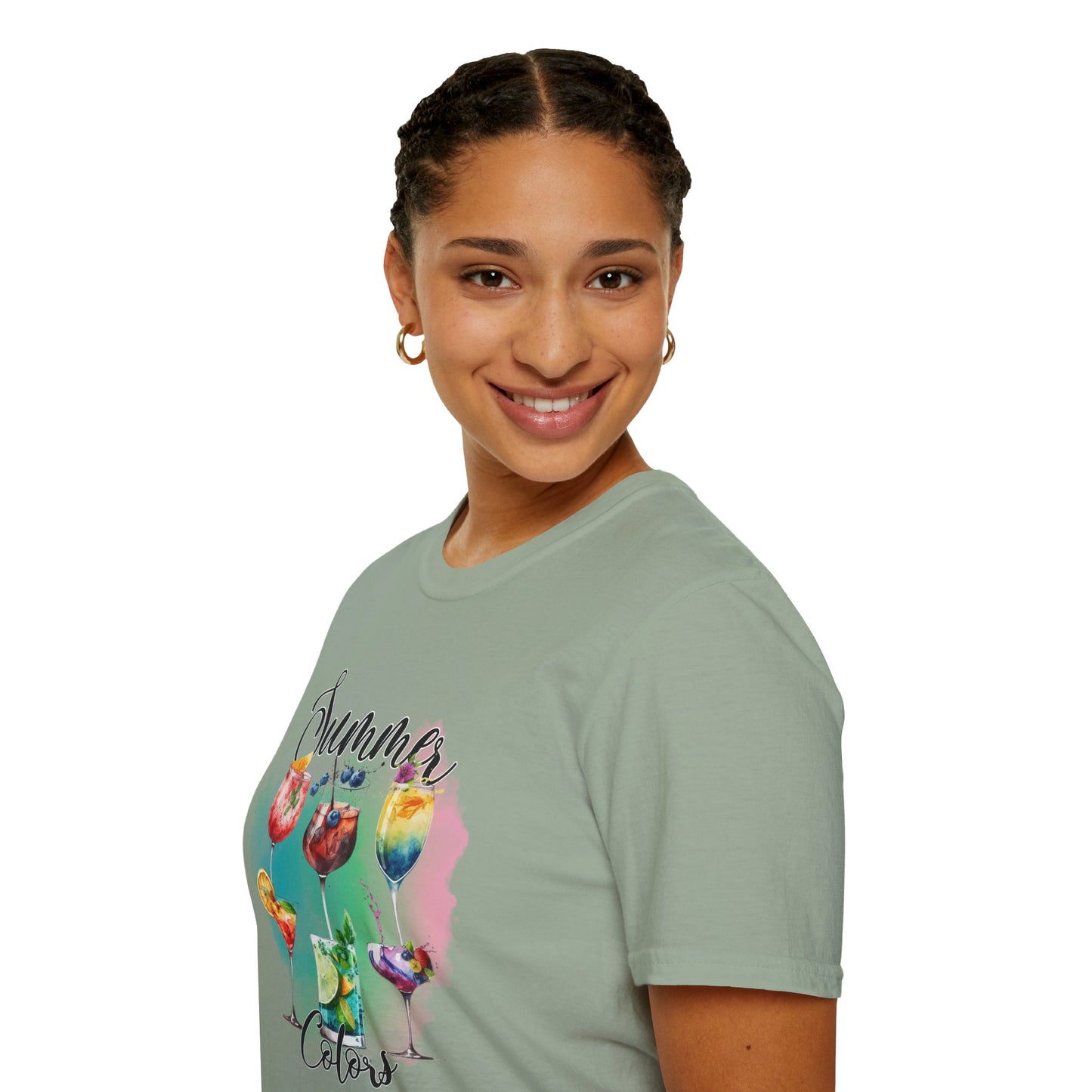 Summer Colors Cocktail T-Shirt, Unisex Tee, Fun Summer Wear, Gift for Cocktails Lovers, Beach Party Shirt, Vacation Top