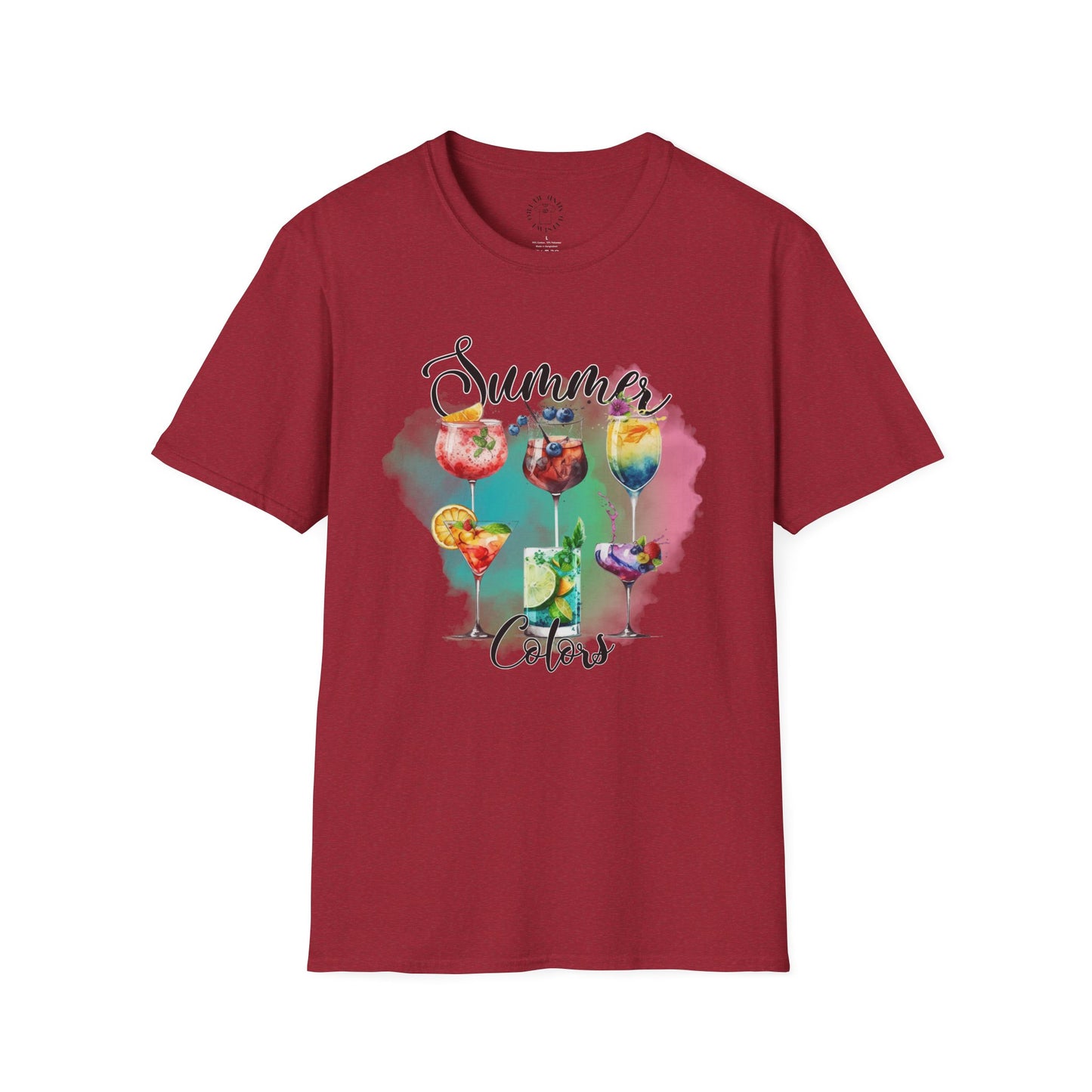 Summer Colors Cocktail T-Shirt, Unisex Tee, Fun Summer Wear, Gift for Cocktails Lovers, Beach Party Shirt, Vacation Top