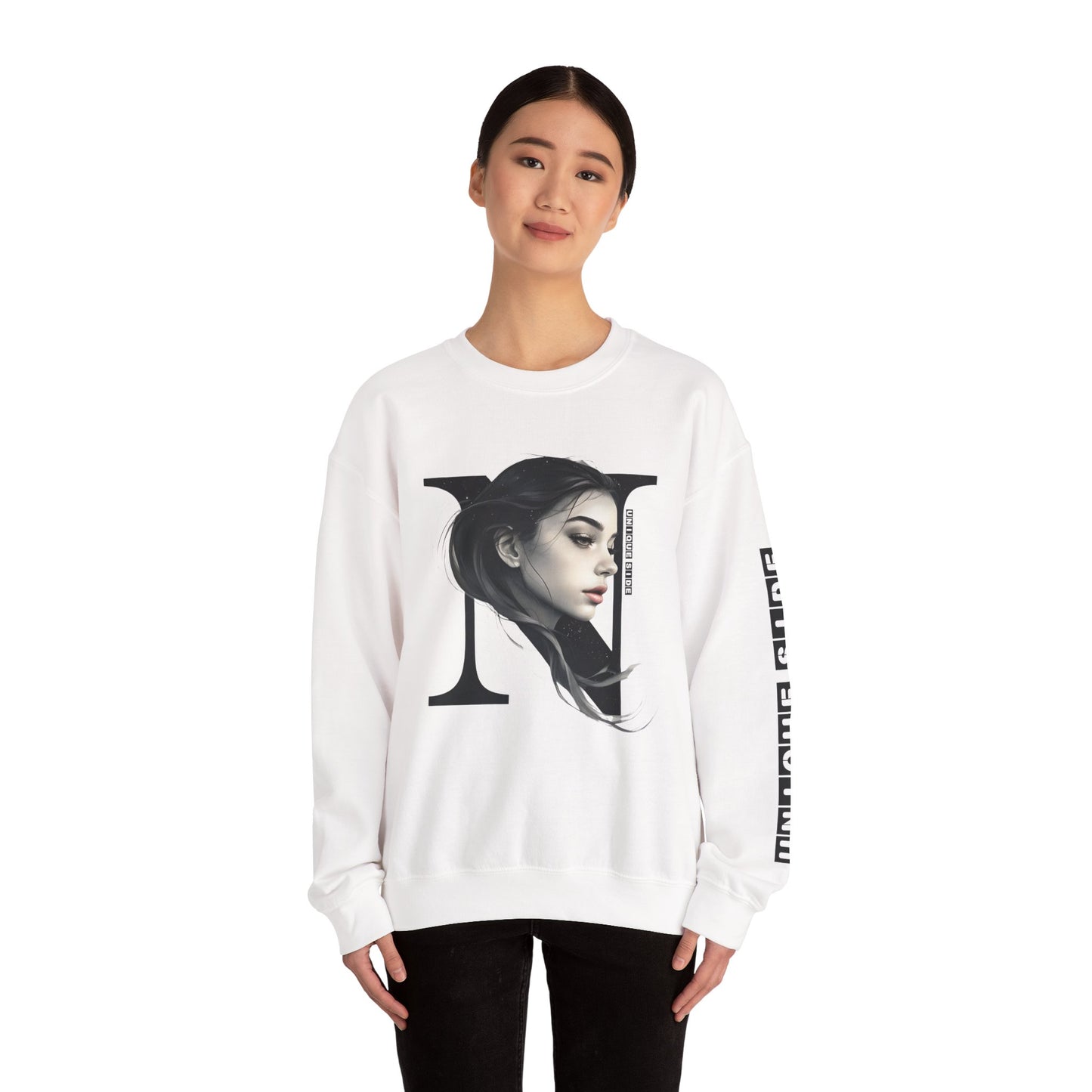 Letter N, Stylish Artistic Sweatshirt, Trendy Crewneck, Graphic Sweater, Cozy Unisex Top, Unique Gift for Art Lovers, Everyday Comfort