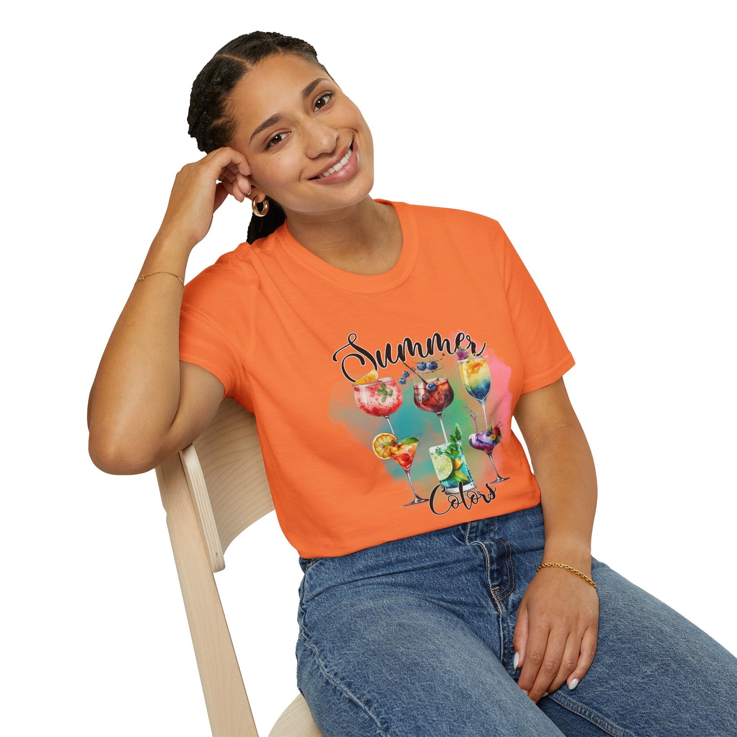 Summer Colors Cocktail T-Shirt, Unisex Tee, Fun Summer Wear, Gift for Cocktails Lovers, Beach Party Shirt, Vacation Top