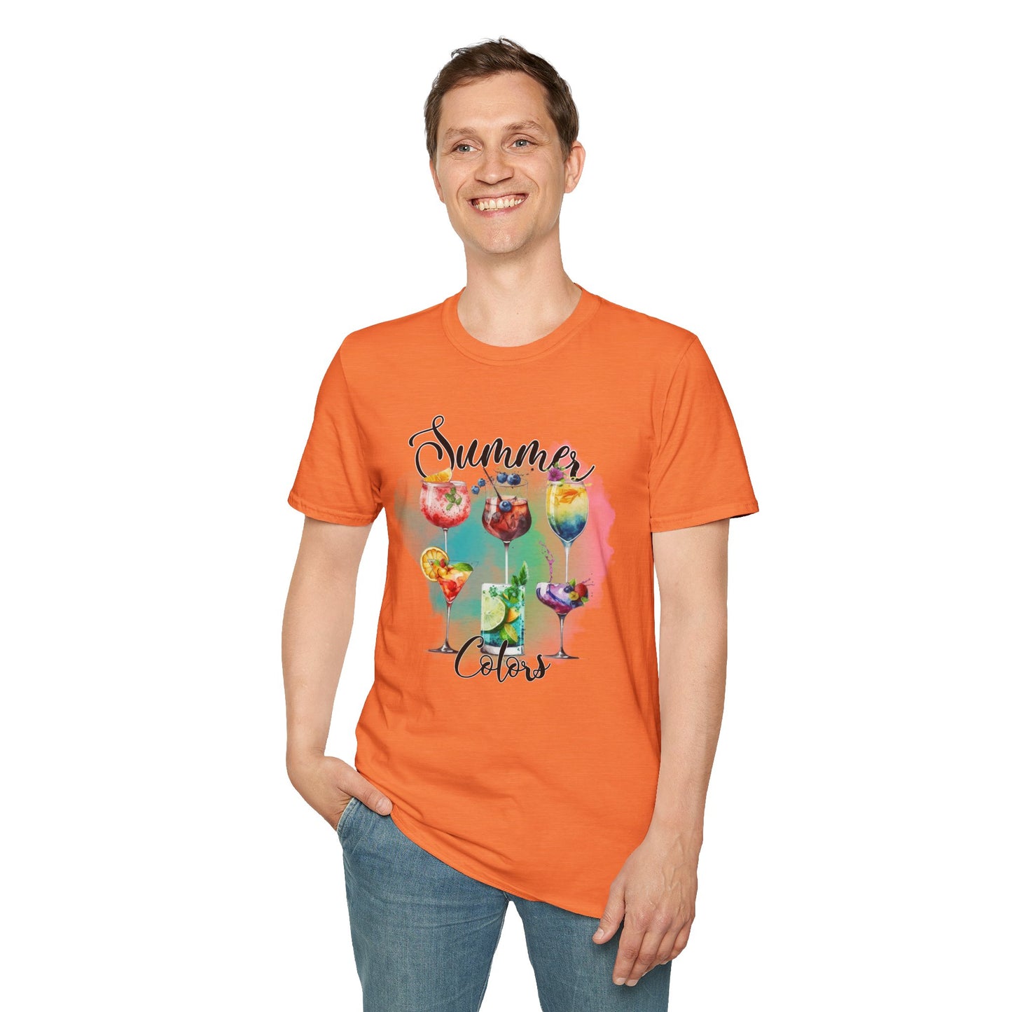 Summer Colors Cocktail T-Shirt, Unisex Tee, Fun Summer Wear, Gift for Cocktails Lovers, Beach Party Shirt, Vacation Top