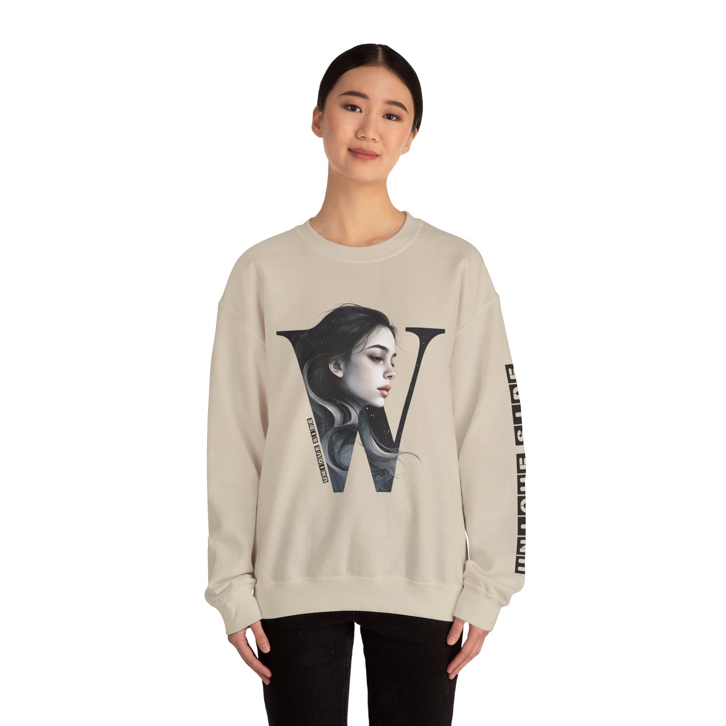 Letter W, Stylish Artistic Sweatshirt, Trendy Crewneck, Graphic Sweater, Cozy Unisex Top, Unique Gift for Art Lovers, Everyday Comfort