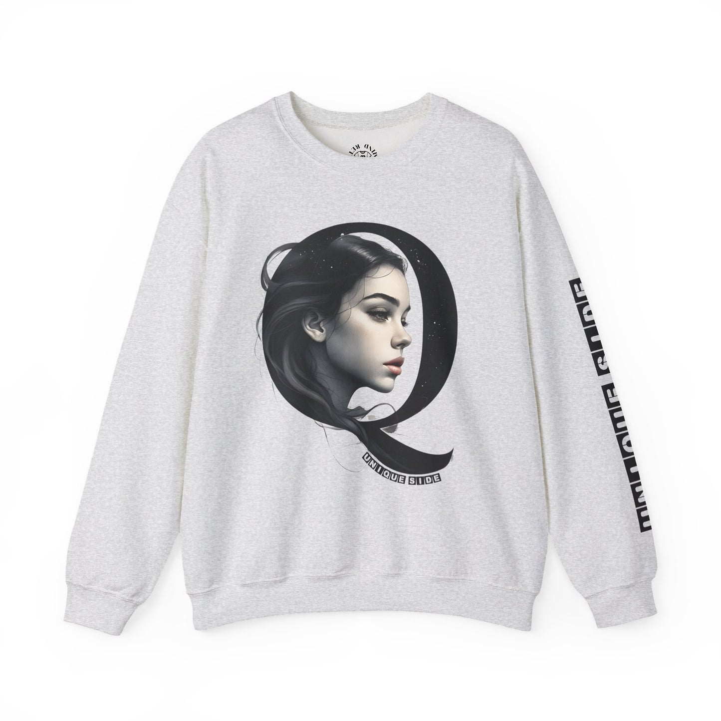 Letter Q, Stylish Artistic Sweatshirt, Trendy Crewneck, Graphic Sweater, Cozy Unisex Top, Unique Gift for Art Lovers, Everyday Comfort