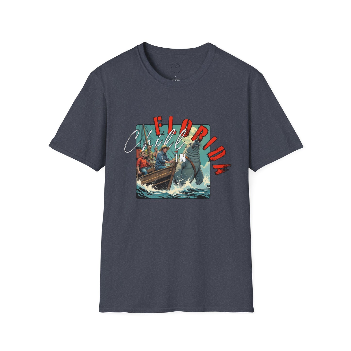 Florida Chill Unisex Softstyle T-Shirt | Vintage Beach Vibe Tee, manatee