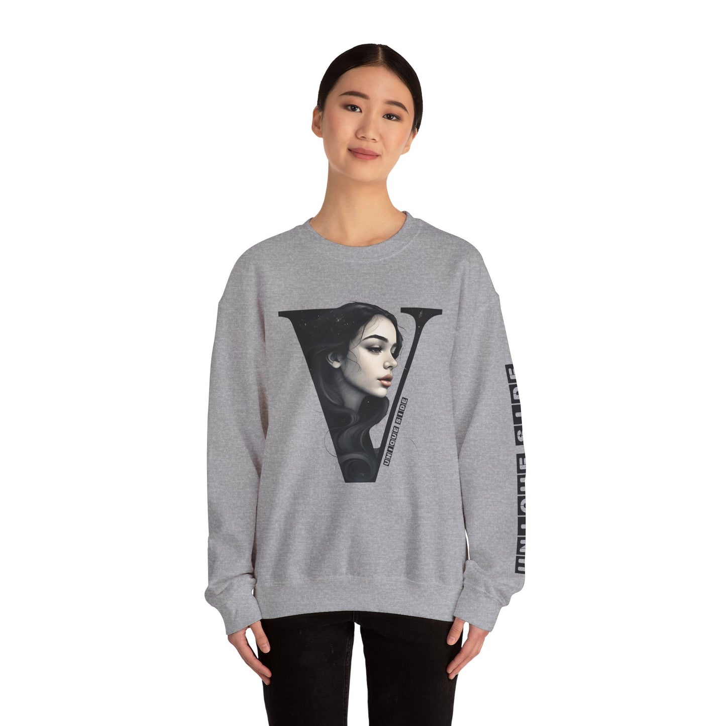 Letter V, Stylish Artistic Sweatshirt, Trendy Crewneck, Graphic Sweater, Cozy Unisex Top, Unique Gift for Art Lovers, Everyday Comfort