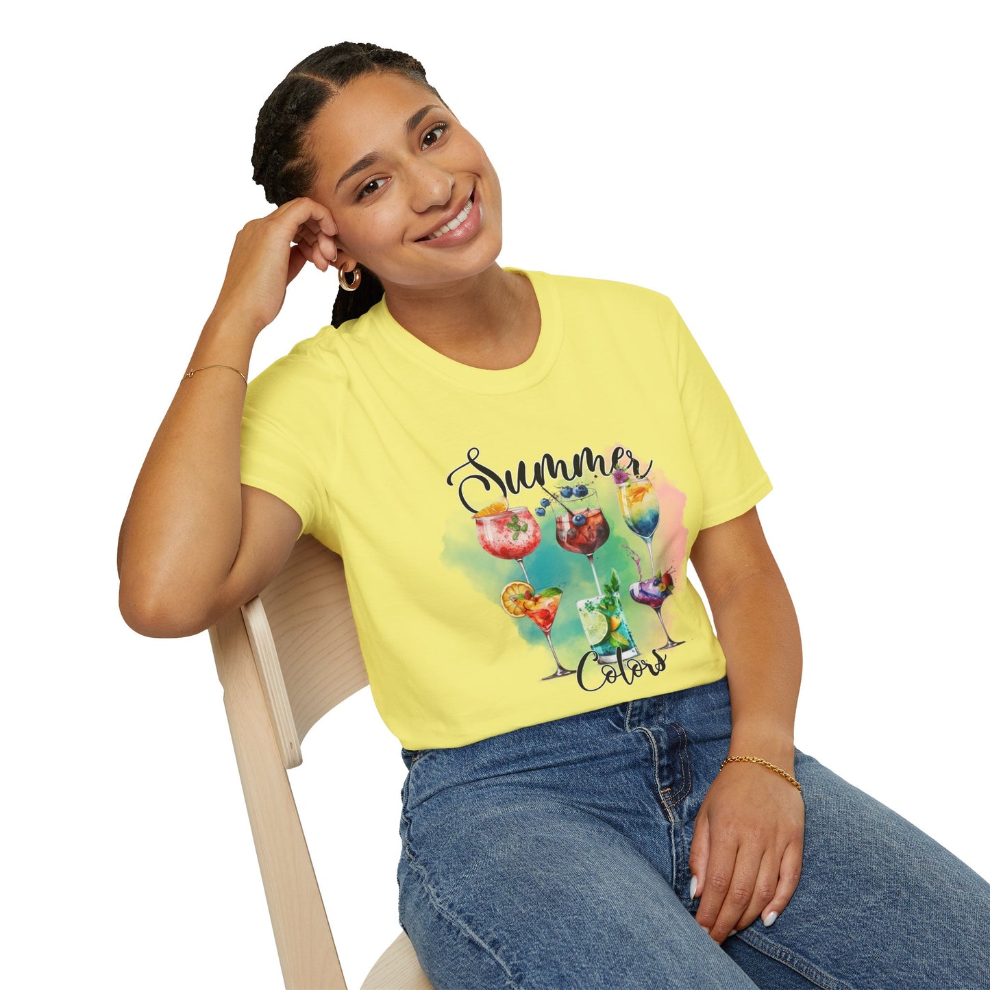Summer Colors Cocktail T-Shirt, Unisex Tee, Fun Summer Wear, Gift for Cocktails Lovers, Beach Party Shirt, Vacation Top