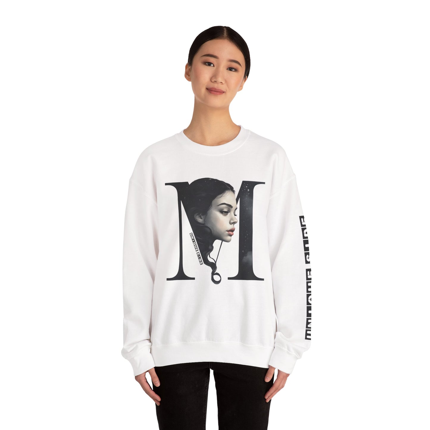 Letter M, Stylish Artistic Sweatshirt, Trendy Crewneck, Graphic Sweater, Cozy Unisex Top, Unique Gift for Art Lovers, Everyday Comfort