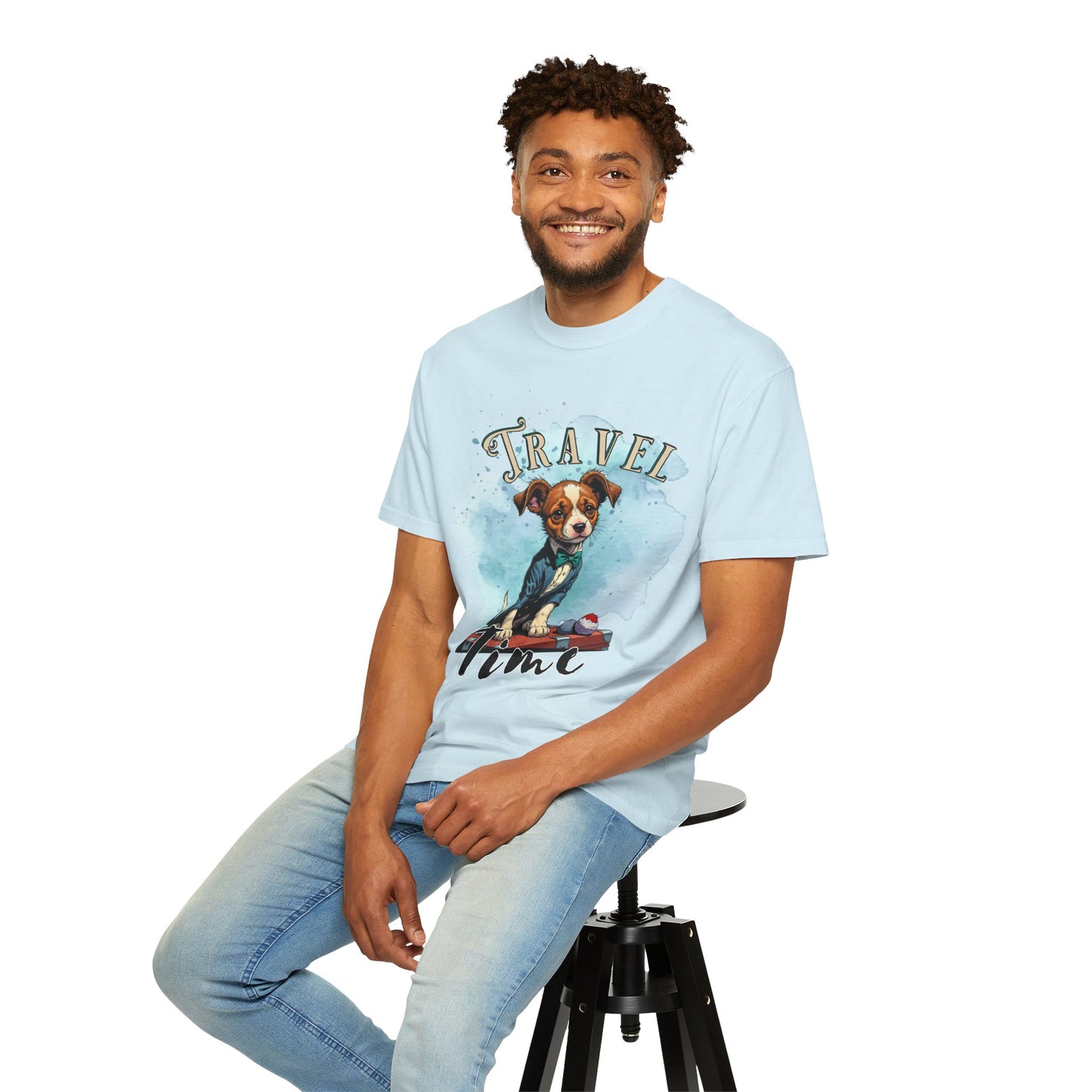 Travel Time Dog Graphic Unisex T-Shirt - Perfect for Pet Lovers and Travel Enthusiasts