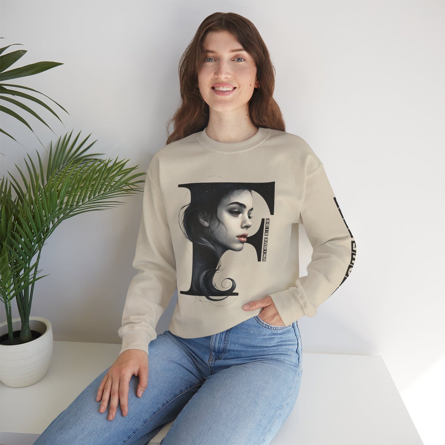 Letter F, Stylish Artistic Sweatshirt, Trendy Crewneck, Graphic Sweater, Cozy Unisex Top, Unique Gift for Art Lovers, Everyday Comfort