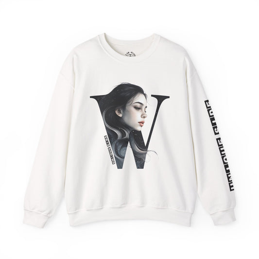 Letter W, Stylish Artistic Sweatshirt, Trendy Crewneck, Graphic Sweater, Cozy Unisex Top, Unique Gift for Art Lovers, Everyday Comfort