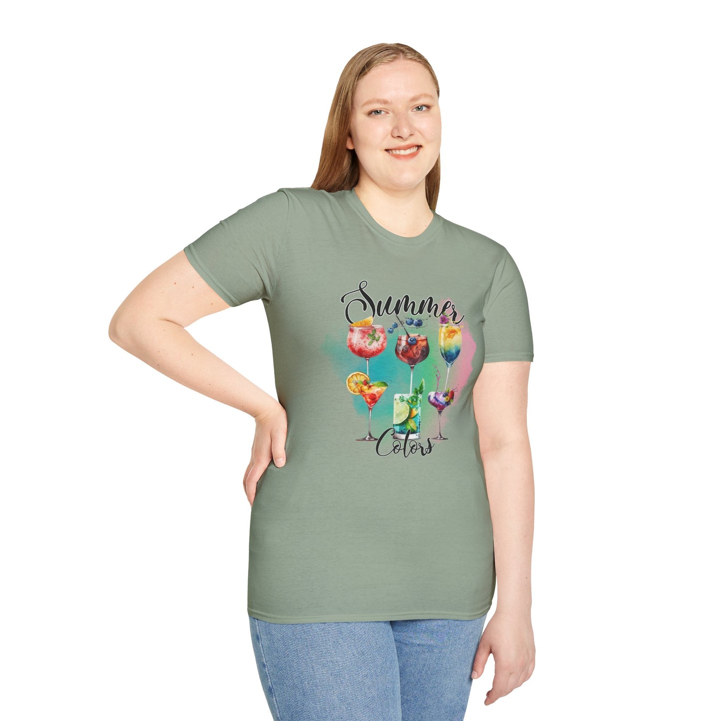 Summer Colors Cocktail T-Shirt, Unisex Tee, Fun Summer Wear, Gift for Cocktails Lovers, Beach Party Shirt, Vacation Top