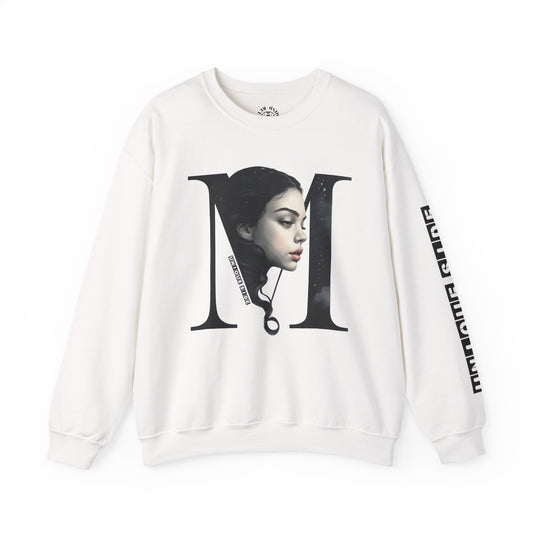 Letter M, Stylish Artistic Sweatshirt, Trendy Crewneck, Graphic Sweater, Cozy Unisex Top, Unique Gift for Art Lovers, Everyday Comfort