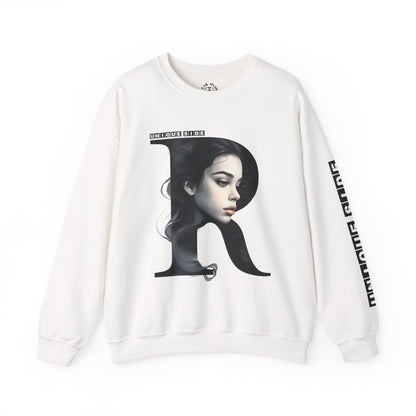 Letter R, Stylish Artistic Sweatshirt, Trendy Crewneck, Graphic Sweater, Cozy Unisex Top, Unique Gift for Art Lovers, Everyday Comfort