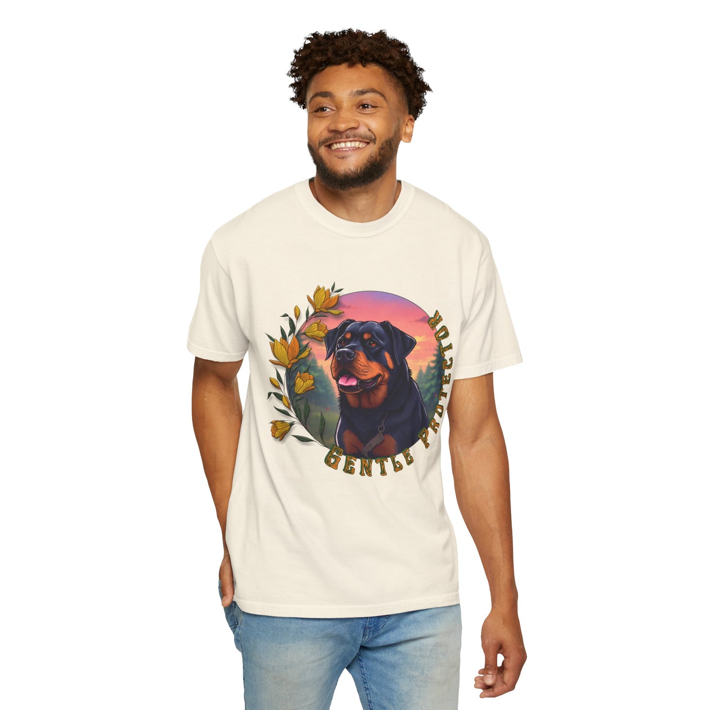 Gentle Protection Unisex Garment-Dyed T-shirt | Dog Lover Gift | Floral Design