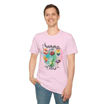 Summer Colors Cocktail T-Shirt, Unisex Tee, Fun Summer Wear, Gift for Cocktails Lovers, Beach Party Shirt, Vacation Top