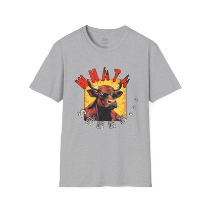 Whimsical Cow Graphic Unisex Softstyle T-Shirt - 'What bull Shhh...'