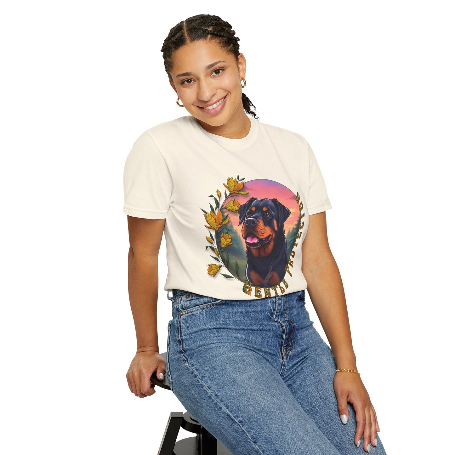 Gentle Protection Unisex Garment-Dyed T-shirt | Dog Lover Gift | Floral Design