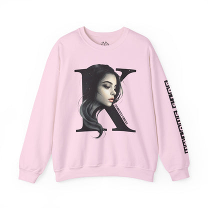 Letter K, Stylish Artistic Sweatshirt, Trendy Crewneck, Graphic Sweater, Cozy Unisex Top, Unique Gift for Art Lovers, Everyday Comfort