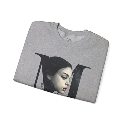 Letter M, Stylish Artistic Sweatshirt, Trendy Crewneck, Graphic Sweater, Cozy Unisex Top, Unique Gift for Art Lovers, Everyday Comfort