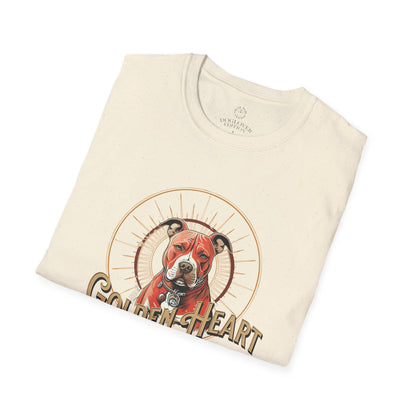 Golden Heart Dog Tee | Unisex Softstyle T-Shirt, Pet Lover Gift, Animal Adoption Awareness, Casual Wear, Dog Mom Apparel
