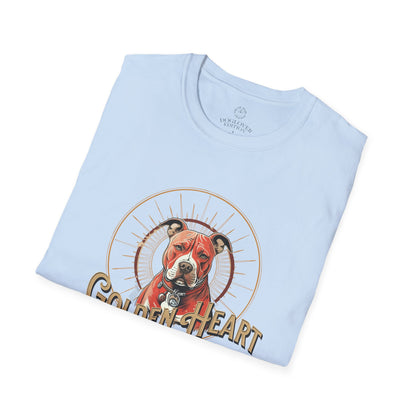 Golden Heart Dog Tee | Unisex Softstyle T-Shirt, Pet Lover Gift, Animal Adoption Awareness, Casual Wear, Dog Mom Apparel