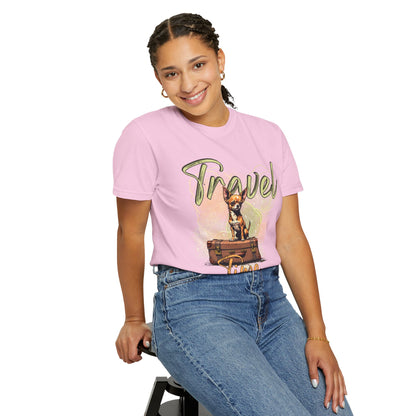 Travel Time Unisex Garment-Dyed T-Shirt - Cute Dog Design for Animal Lovers
