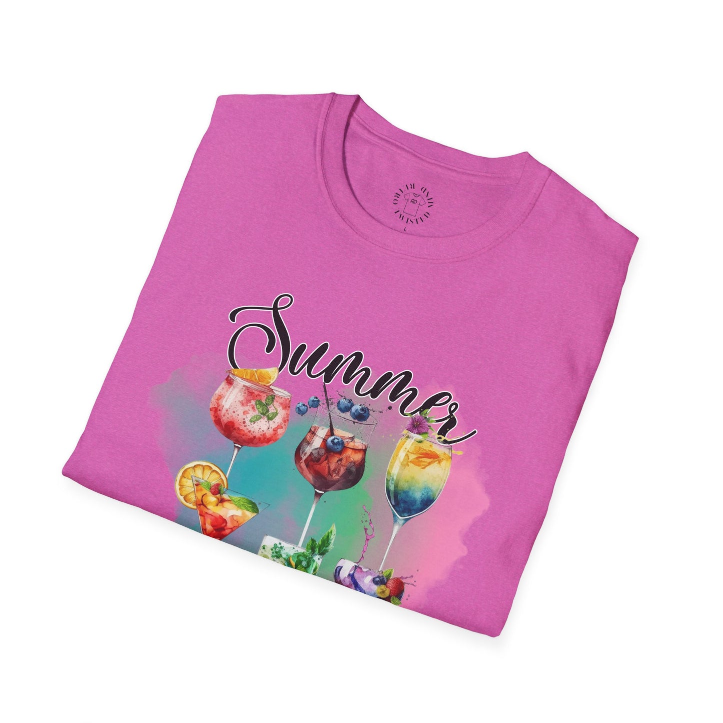 Summer Colors Cocktail T-Shirt, Unisex Tee, Fun Summer Wear, Gift for Cocktails Lovers, Beach Party Shirt, Vacation Top