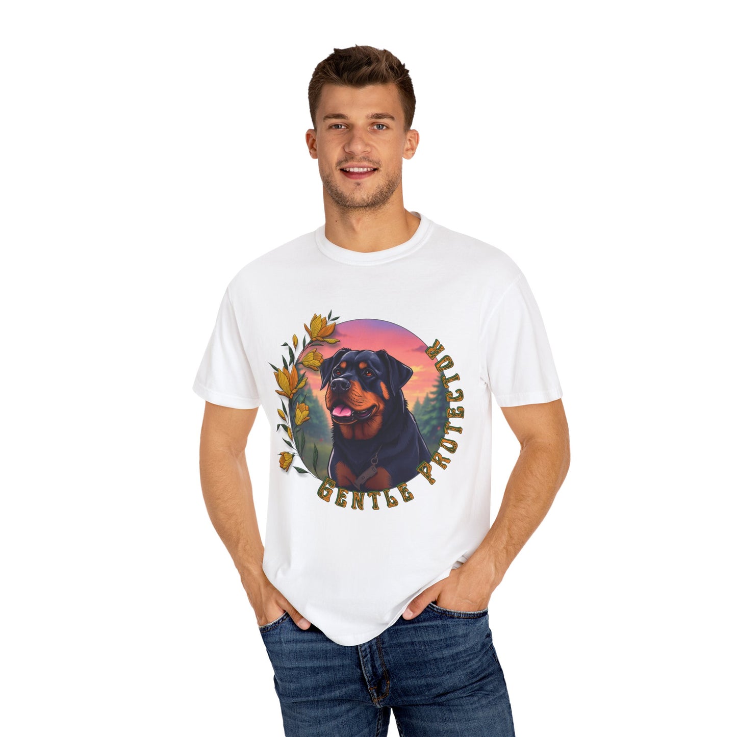 Gentle Protection Unisex Garment-Dyed T-shirt | Dog Lover Gift | Floral Design