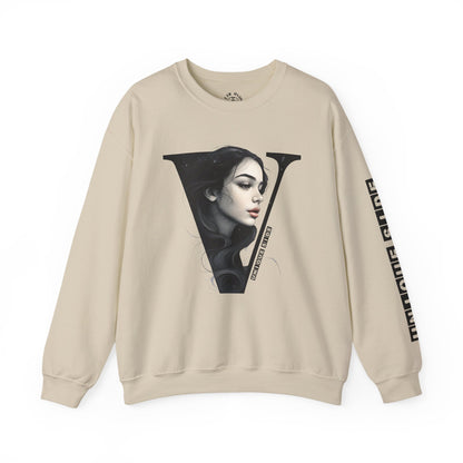 Letter V, Stylish Artistic Sweatshirt, Trendy Crewneck, Graphic Sweater, Cozy Unisex Top, Unique Gift for Art Lovers, Everyday Comfort