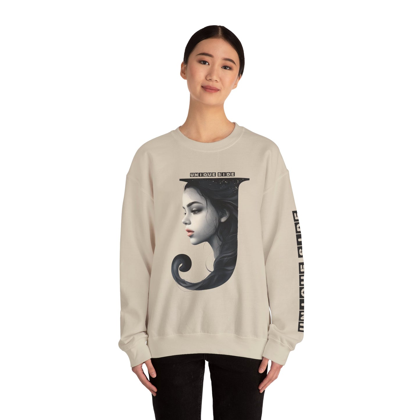 Letter J, Stylish Artistic Sweatshirt, Trendy Crewneck, Graphic Sweater, Cozy Unisex Top, Unique Gift for Art Lovers, Everyday Comfort