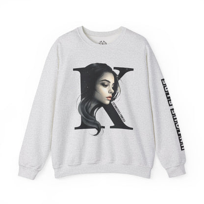 Letter K, Stylish Artistic Sweatshirt, Trendy Crewneck, Graphic Sweater, Cozy Unisex Top, Unique Gift for Art Lovers, Everyday Comfort