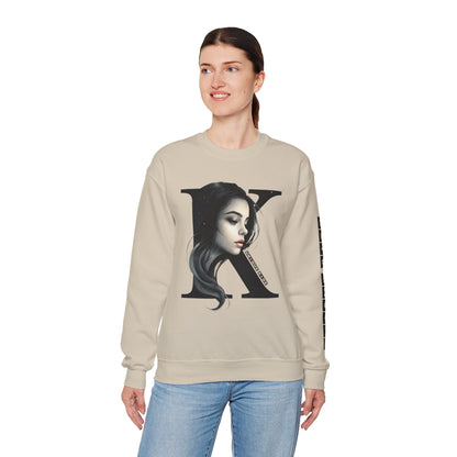Letter K, Stylish Artistic Sweatshirt, Trendy Crewneck, Graphic Sweater, Cozy Unisex Top, Unique Gift for Art Lovers, Everyday Comfort