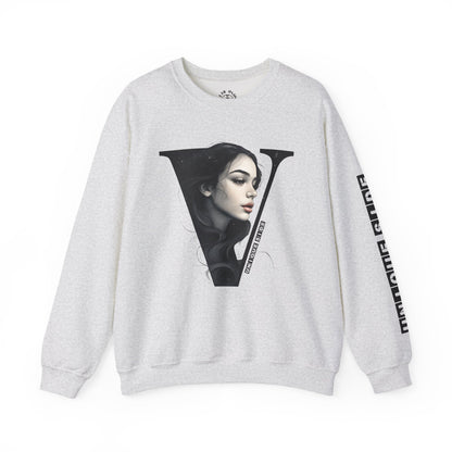 Letter V, Stylish Artistic Sweatshirt, Trendy Crewneck, Graphic Sweater, Cozy Unisex Top, Unique Gift for Art Lovers, Everyday Comfort