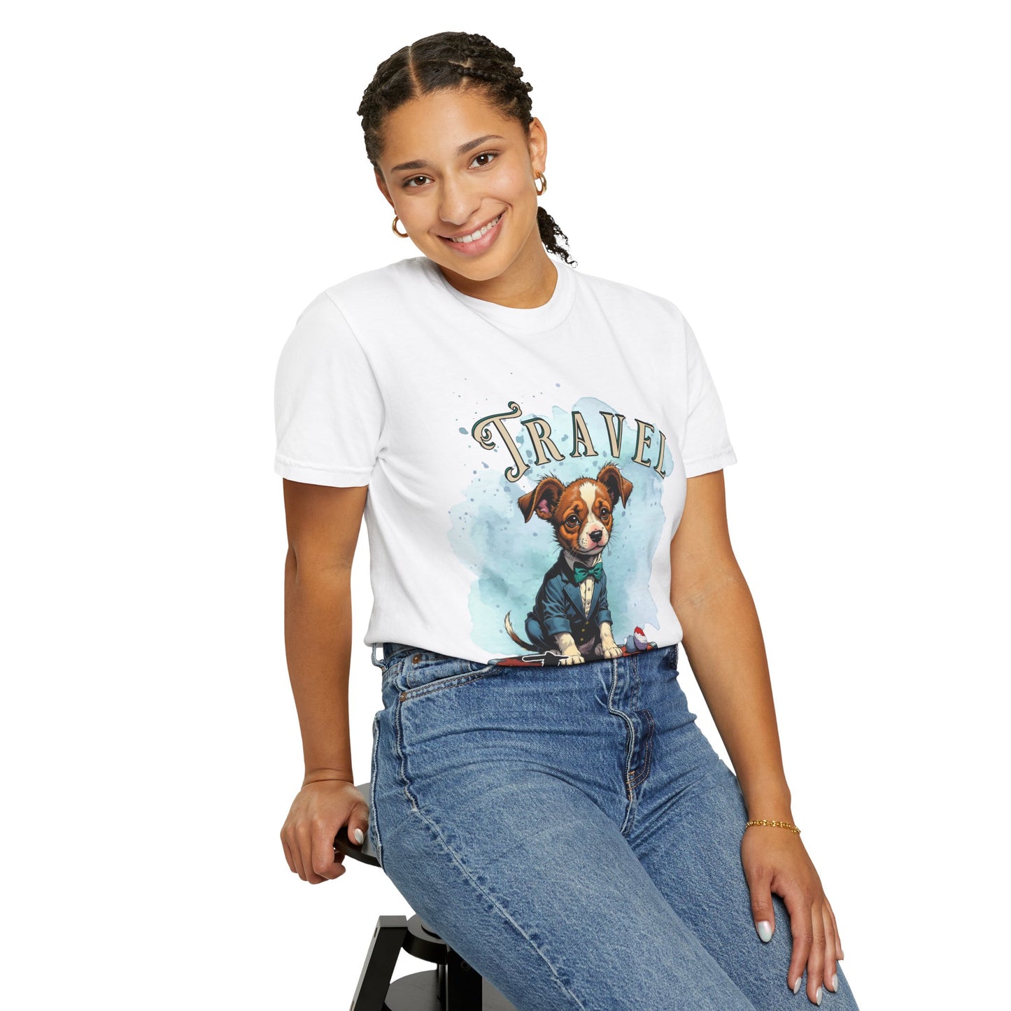 Travel Time Dog Graphic Unisex T-Shirt - Perfect for Pet Lovers and Travel Enthusiasts