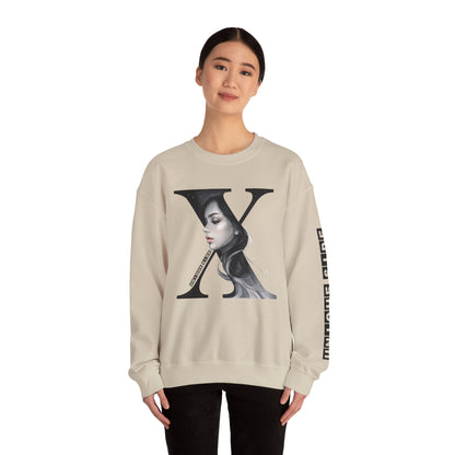 Letter X, Stylish Artistic Sweatshirt, Trendy Crewneck, Graphic Sweater, Cozy Unisex Top, Unique Gift for Art Lovers, Everyday Comfort