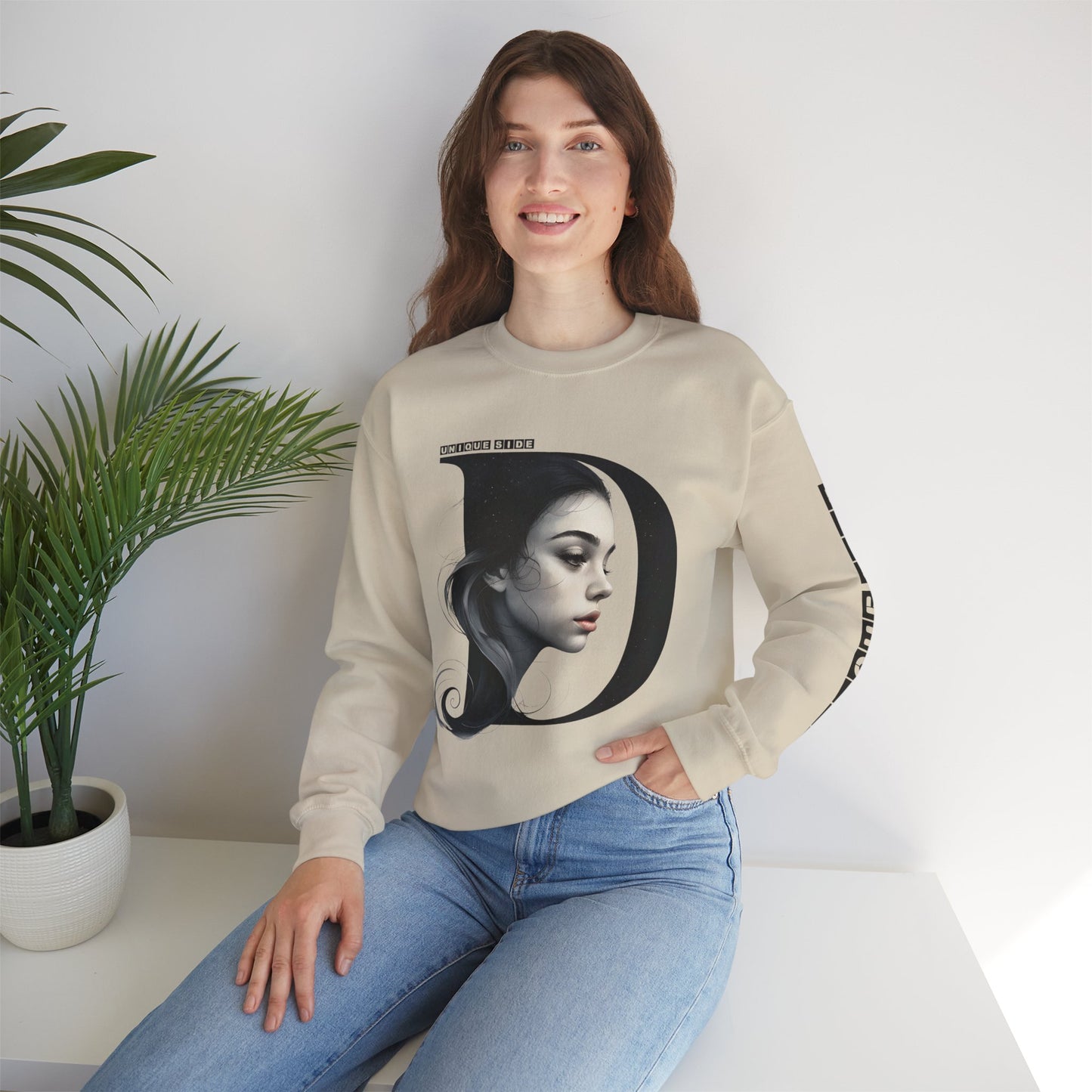 Letter D,Stylish Artistic Sweatshirt, Trendy Crewneck, Graphic Sweater, Cozy Unisex Top, Unique Gift for Art Lovers, Everyday Comfort