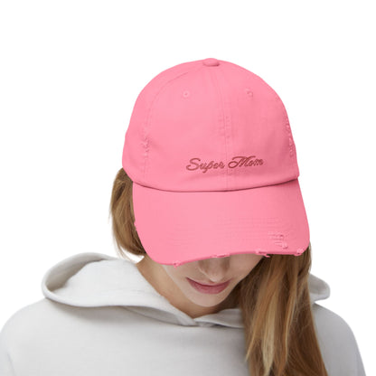 Super Mom Distressed Cap, Gift for Mothers, Casual Style Hat, Everyday Wear, Mother's Day Gift, Unisex Cap