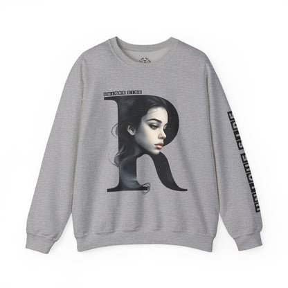 Letter R, Stylish Artistic Sweatshirt, Trendy Crewneck, Graphic Sweater, Cozy Unisex Top, Unique Gift for Art Lovers, Everyday Comfort