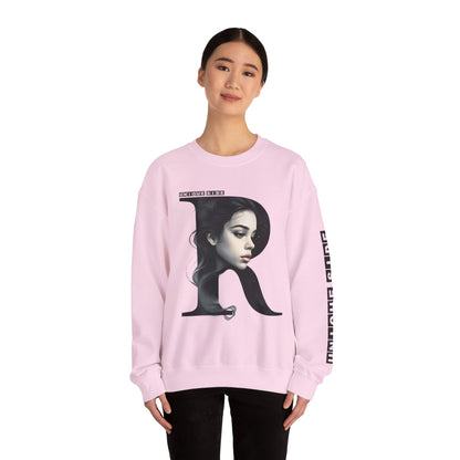 Letter R, Stylish Artistic Sweatshirt, Trendy Crewneck, Graphic Sweater, Cozy Unisex Top, Unique Gift for Art Lovers, Everyday Comfort