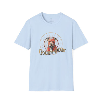 Golden Heart Dog Tee | Unisex Softstyle T-Shirt, Pet Lover Gift, Animal Adoption Awareness, Casual Wear, Dog Mom Apparel